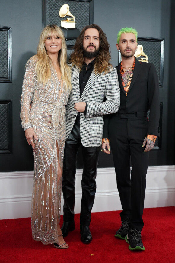 Heidi Klum avec son mari Tom Kaulitz et son beau-frère Bill Kaulitz - 62ème soirée annuelle des Grammy Awards à Los Angeles, le 26 janvier 2020.