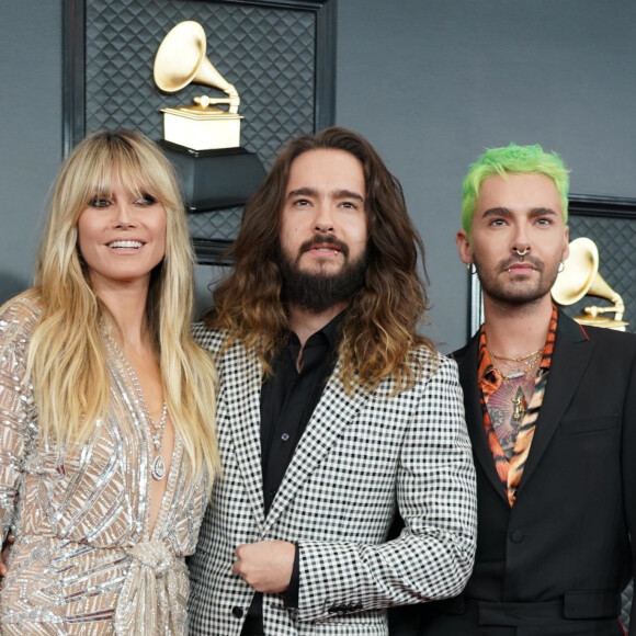 Heidi Klum avec son mari Tom Kaulitz et son beau-frère Bill Kaulitz - 62ème soirée annuelle des Grammy Awards à Los Angeles, le 26 janvier 2020.