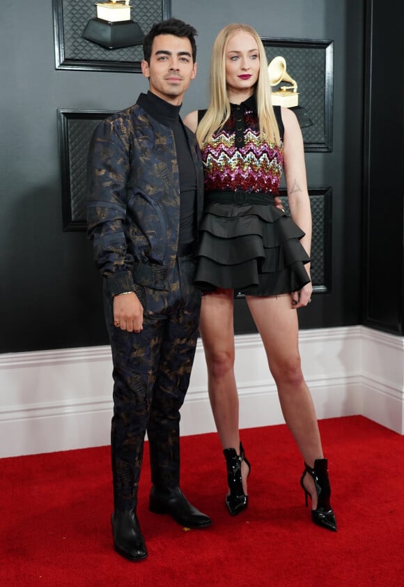 Joe Jonas et sa femme Sophie Turner - 62ème soirée annuelle des Grammy Awards à Los Angeles, le 26 janvier 2020.