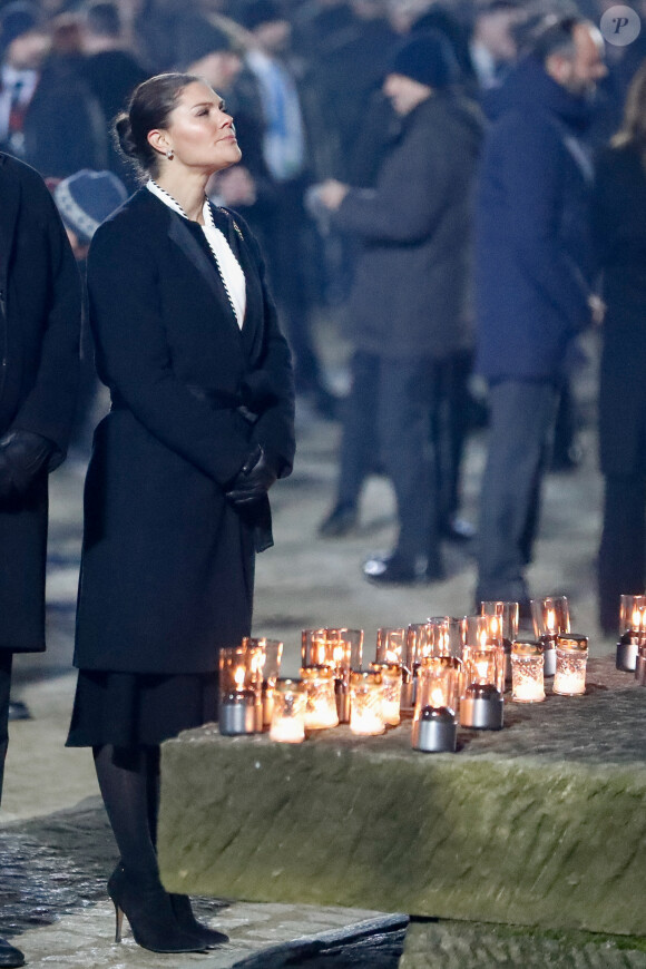 La princesse héritière Victoria de Suède lors de la cérémonie commémorative des 75 ans de la libération du camp d'Auschwitz-Birkenau à Brzezinka en Pologne le 27 janvier 2020.