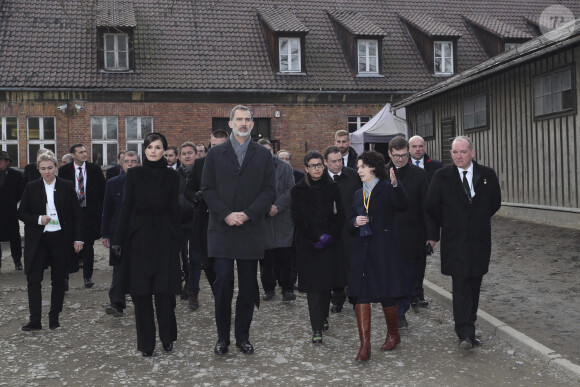La reine Letizia et le roi Felipe VI d'Espagne en visite à Auchwitz-Birkenau le 27 janvier 2020 pour le 75e anniversaire de la libération du camp de concentration.