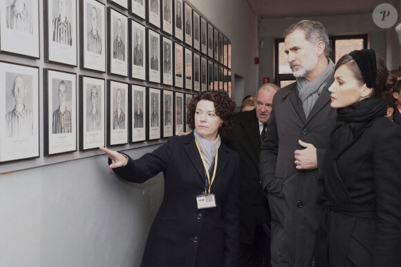 La reine Letizia et le roi Felipe VI d'Espagne en visite à Auchwitz-Birkenau le 27 janvier 2020 pour le 75e anniversaire de la libération du camp de concentration.