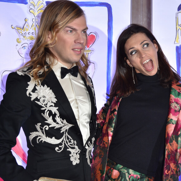 Christophe Guillarmé et Adeline Blondieau (veste et un short Christophe Guillarmé en jacquard noir et rose fuchsia - Bijoux Elsa Lee Paris) au photocall du Gala du Coeur au profit de l'association Mécénat Chirurgie Cardiaque dans la salle Gaveau de Paris, France, le 28 janvier 2020. © Giancarlo Gorassini/Bestimage