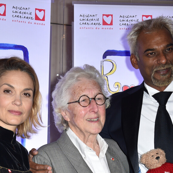 Barbara Schulz, Francine Leca (professeur de médecine française spécialisée en chirurgie cardiaque et fondatrice de l'Association) et Satya Oblette au photocall du Gala du Coeur au profit de l'association Mécénat Chirurgie Cardiaque dans la salle Gaveau de Paris, France, le 28 janvier 2020. © Giancarlo Gorassini/Bestimage
