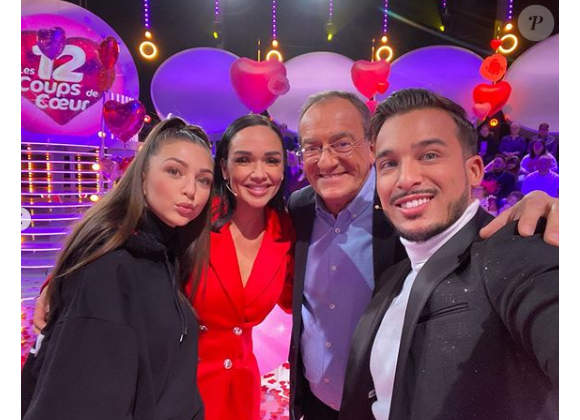 Jazz et son mari Laurent en tournage pour l'émission "Les 12 coups de midi spéciale Saint Valentin" - 28 janvier 2020, TF1