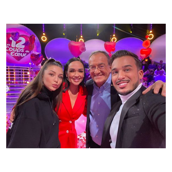 Jazz et son mari Laurent en tournage pour l'émission "Les 12 coups de midi spéciale Saint Valentin" - 28 janvier 2020, TF1