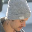 Exclusif - Justin Bieber a un nouveau tatouage, il arrive à sa salle de sport à Los Angeles, le 30 janvier 2020.