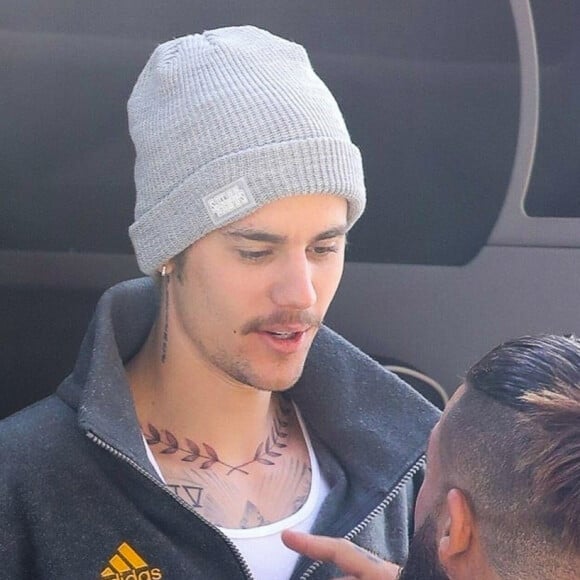 Exclusif - Justin Bieber a un nouveau tatouage, il arrive à sa salle de sport à Los Angeles, le 30 janvier 2020.