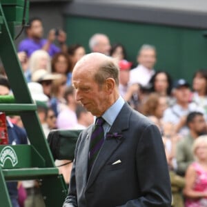 Finale homme du tournoi de Wimbledon "Novak Djokovic - Roger Federer (7/6 - 1/6 - 7/6 - 4/6 - 13/12)" à Londres. Catherine (Kate) Middleton, duchesse de Cambridge, est venue remettre les trophées aux joueurs. Londres, le 14 juillet 2019.