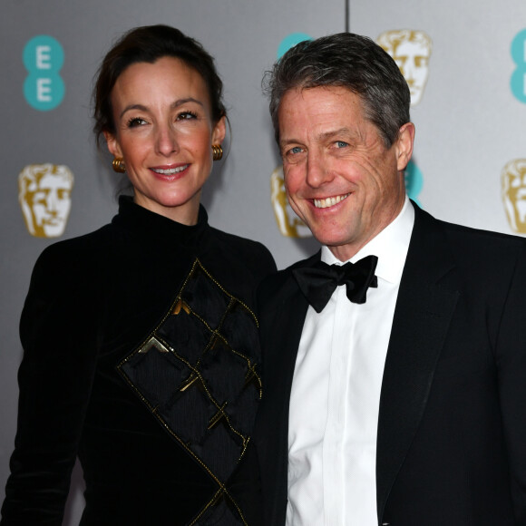 Hugh Grant et sa femme Anna Elisabet Eberstein lors de la 73ème cérémonie des British Academy Film Awards (BAFTA) au Royal Albert Hall à Londres, Royaume Uni, le 2 février 2020.