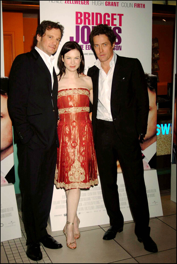 Renée Zellweger, Colin Firth et Hugh Grant à la première du film "Bridget Jones : l'âge de raison" à Londres en 2004.