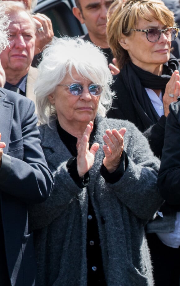 Catherine Lara - Obsèques de Maurane en l'église Notre-Dame des Grâces à Woluwe-Saint-Pierre en Belgique le 17 mai 2018.