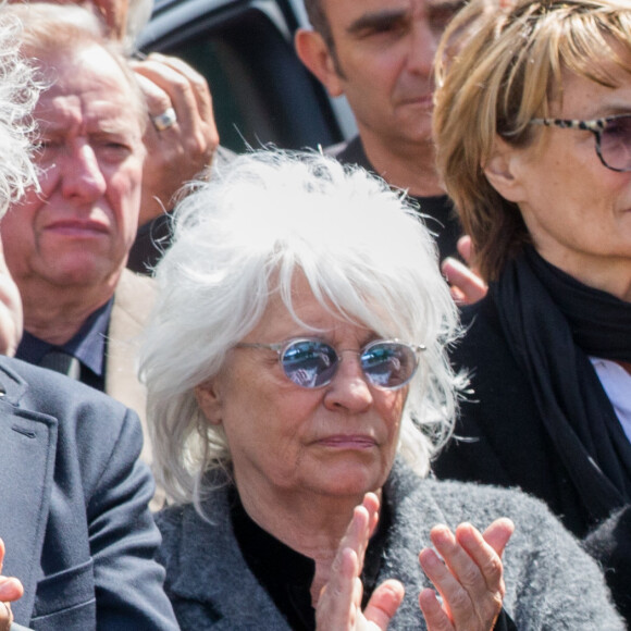 Catherine Lara - Obsèques de Maurane en l'église Notre-Dame des Grâces à Woluwe-Saint-Pierre en Belgique le 17 mai 2018.