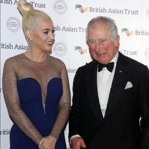 Le prince Charles, prince de Galle et Katy Perry lors de la réception de soutien au British Asian Trust à Banqueting House, Whitehall, Londres le 4 février 2020.