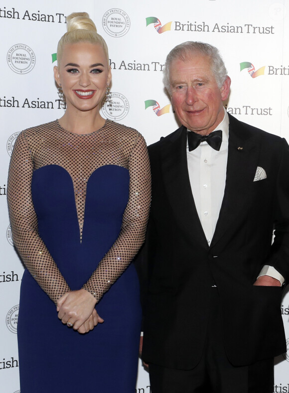 Le prince Charles, prince de Galle et Katy Perry lors de la réception de soutien au British Asian Trust à Banqueting House, Whitehall, Londres le 4 février 2020.