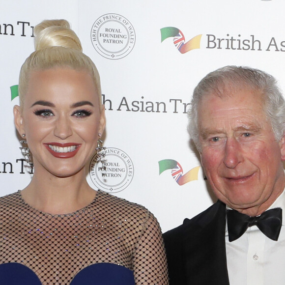Le prince Charles, prince de Galle et Katy Perry lors de la réception de soutien au British Asian Trust à Banqueting House, Whitehall, Londres le 4 février 2020.