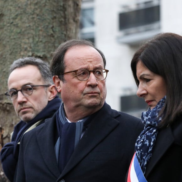 Anne Hidalgo, Maire de Paris, Emmanuel Grégoire, premier adjoint à la Mairie de Paris, François Hollande - Commémorations des attentats du 7 janvier 2015 au siège de Charlie Hebdo et Bd Richard Lenoir (Ahmed Merabet) dans le XIe arrondissement à Paris. Le 7 janvier 2020 © Stéphane Lemouton / Bestimage