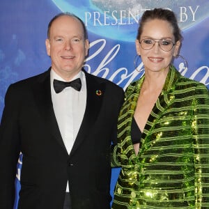 Le prince Albert II de Monaco, Sharon Stone - Soirée de gala "Global Ocean" à Hollywood le 6 février 2020.