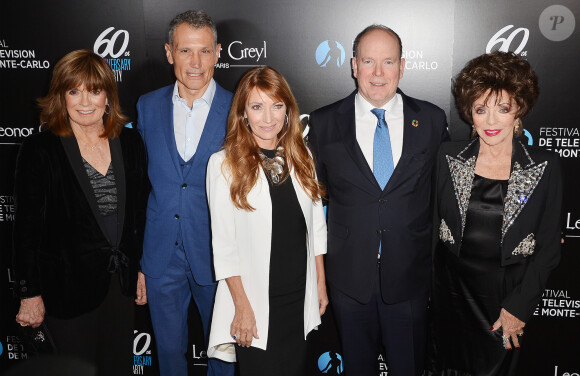 Linda Gray, Jane Seymour, le prince Albert II de Monaco, Joan Collins - 60ème anniversaire du Festival de Télévision de Monte-Carlo à West Hollywood le 5 février 2020
