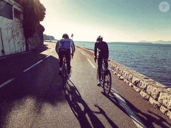 Marion Rousse, photo Instagram du 4 janvier 2020 d'une sortie à vélo avec son père.
