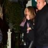 Exclusif - Jennifer Aniston à la sortie du restaurant "San Vicente Bungalows", où se tenait l'anniversaire de Sara Foster, à Los Angeles, le 5 février 2020.