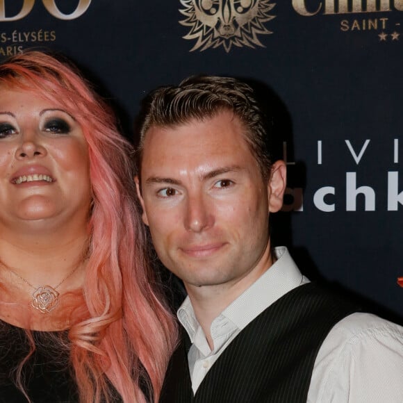 Loana et son compagnon Frédéric Cauvin - Photocall "Top Model Belgium 2015" au Lido à Paris. Le 10 mai 2015.