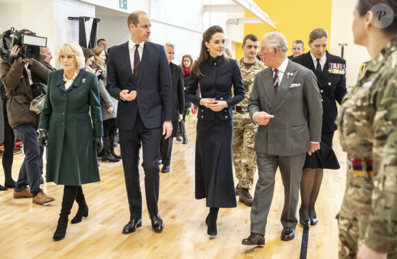 Le prince William, duc de Cambridge, et Catherine (Kate) Middleton, duchesse de Cambridge, Le prince Charles, prince de Galles, et Camilla Parker Bowles, duchesse de Cornouailles - Visite au centre de réadaptation médicale de la défense Stanford Hall, Loughborough, le 11 février 2020 où ils ont rencontré des patients et du personnel et ont visité le gymnase et atelier de prothèse.