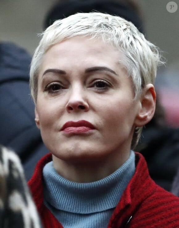 Rose McGowan après la conférence de presse - Le procès pour viols et agressions sexuelles d'H.Weinstein s'est ouvert à New York City, New York, Etats-Unis, le 6 janvier 2020.