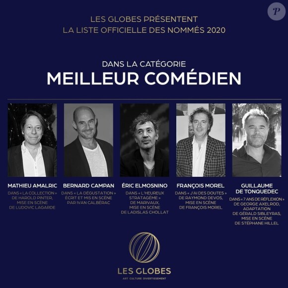 La 15e cérémonie des Globes se déroulera le 14 mars 2020 à la salle Wagram, à Paris.