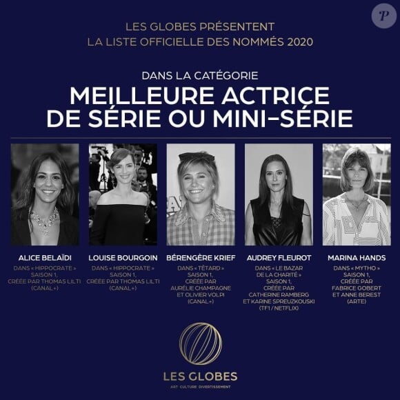 La 15e cérémonie des Globes se déroulera le 14 mars 2020 à la salle Wagram, à Paris.