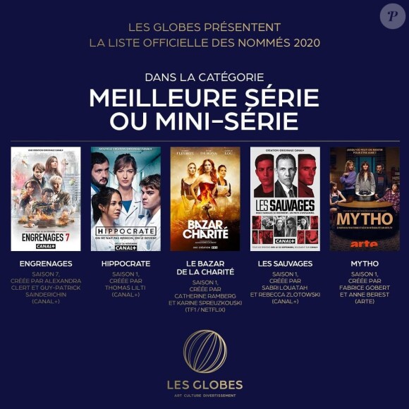 La 15e cérémonie des Globes se déroulera le 14 mars 2020 à la salle Wagram, à Paris.