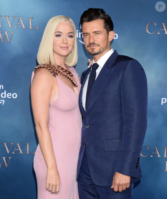 Katy Perry et son fiancé Orlando Bloom à la première de la série télévisée Amazon Prime Video "Carnival Row" au TCL Chinese Theatre dans le quartier de Hollywood, à Los Angeles, Californie, Etats-Unis, le 21 août 2019.