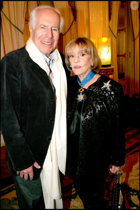 Jean Daniel et Jeanne Moreau en 2007 à Paris.