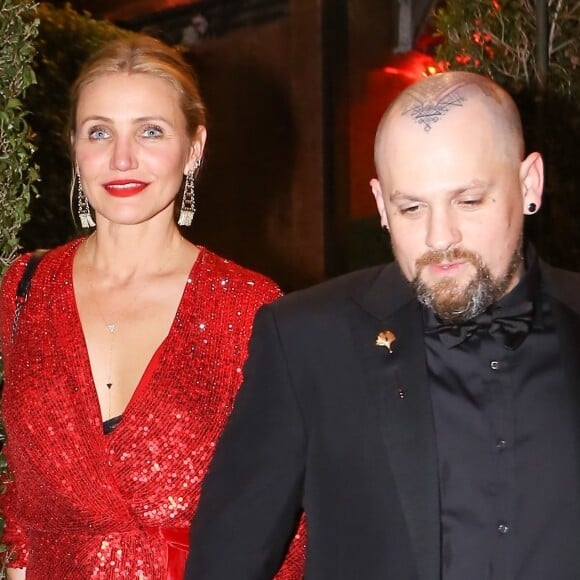 Cameron Diaz et son mari Benji Madden - Les célébrités quittent la soirée de fiançailles de Gwyneth Paltrow et Brad Falchuk à Los Angeles le 14 avril 2018.