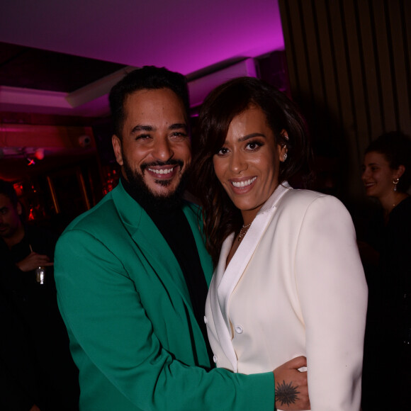 Exclusif - Slimane (Slimane Nebchi) et Amel Bent lors de la soirée Eleven Paris x Amel Bent : I Found Love au bar de nuit musical L'Orphée, dans le 9e arrondissement de Paris, France, le 25 février 2020. © Rachid Bellak/Bestimage