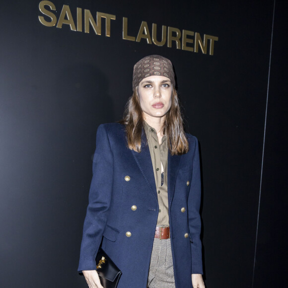 Charlotte Casiraghi assiste au défilé de mode Saint Laurent, collection prêt-à-porter automne-hiver 2020/2021, à la Tour Eiffel. Paris, le 25 février 2020. © Olivier Borde / Bestimage