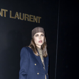 Charlotte Casiraghi assiste au défilé de mode Saint Laurent, collection prêt-à-porter automne-hiver 2020/2021, à la Tour Eiffel. Paris, le 25 février 2020. © Olivier Borde / Bestimage