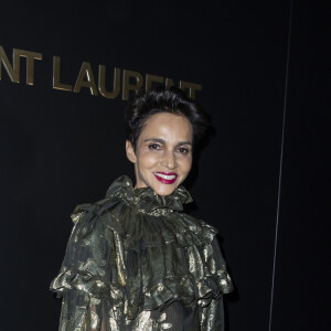Farida Khelfa assiste au défilé de mode Saint Laurent, collection prêt-à-porter automne-hiver 2020/2021, à la Tour Eiffel. Paris, le 25 février 2020. © Olivier Borde / Bestimage