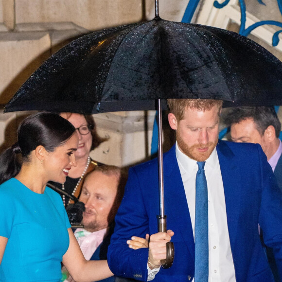 Le prince Harry, duc de Sussex, et Meghan Markle, duchesse de Sussex arrivent à la cérémonie des Endeavour Fund Awards au Mansion House à Londres, Royaume Uni, le 5 mars 2020.