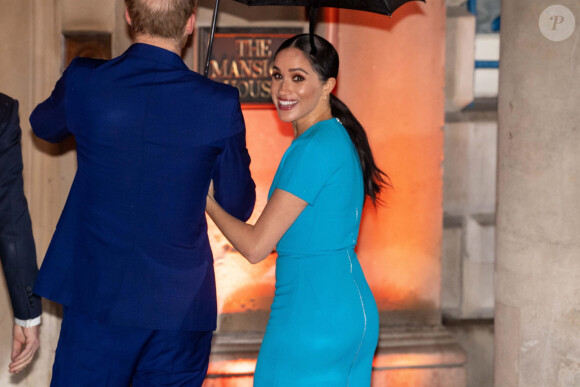 Le prince Harry, duc de Sussex, et Meghan Markle, duchesse de Sussex arrivent à la cérémonie des Endeavour Fund Awards au Mansion House à Londres, Royaume Uni, le 5 mars 2020.