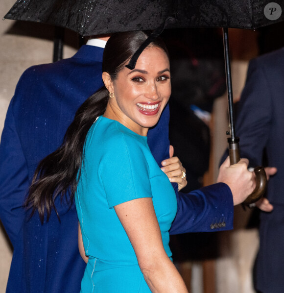 Le prince Harry, duc de Sussex, et Meghan Markle, duchesse de Sussex arrivent à la cérémonie des Endeavour Fund Awards au Mansion House à Londres, Royaume Uni, le 5 mars 2020.