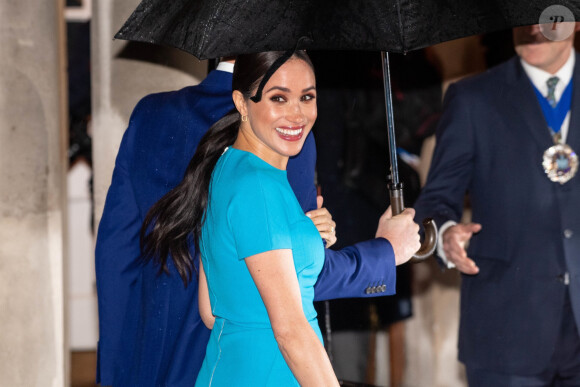 Le prince Harry, duc de Sussex, et Meghan Markle, duchesse de Sussex arrivent à la cérémonie des Endeavour Fund Awards au Mansion House à Londres, Royaume Uni, le 5 mars 2020.