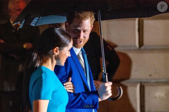 Le prince Harry, duc de Sussex, et Meghan Markle, duchesse de Sussex arrivent à la cérémonie des Endeavour Fund Awards au Mansion House à Londres, Royaume Uni, le 5 mars 2020.