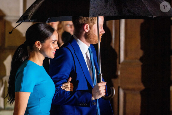 Le prince Harry, duc de Sussex, et Meghan Markle, duchesse de Sussex arrivent à la cérémonie des Endeavour Fund Awards au Mansion House à Londres, Royaume Uni, le 5 mars 2020.