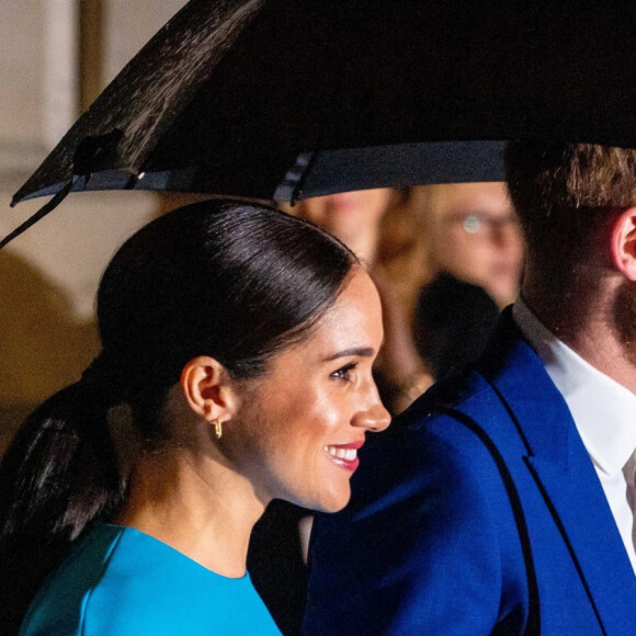 Le prince Harry, duc de Sussex, et Meghan Markle, duchesse de Sussex arrivent à la cérémonie des Endeavour Fund Awards au Mansion House à Londres, Royaume Uni, le 5 mars 2020.