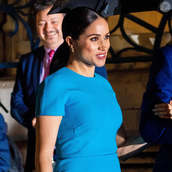 Le prince Harry, duc de Sussex, et Meghan Markle, duchesse de Sussex arrivent à la cérémonie des Endeavour Fund Awards au Mansion House à Londres, Royaume Uni, le 5 mars 2020.