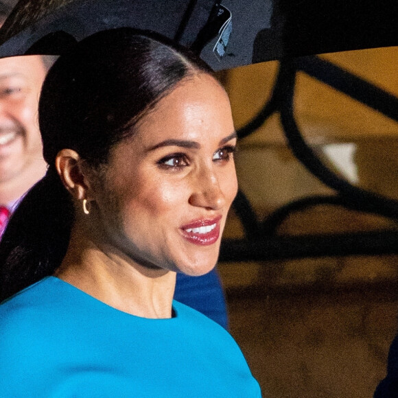 Le prince Harry, duc de Sussex, et Meghan Markle, duchesse de Sussex arrivent à la cérémonie des Endeavour Fund Awards au Mansion House à Londres, Royaume Uni, le 5 mars 2020.