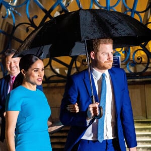 Le prince Harry, duc de Sussex, et Meghan Markle, duchesse de Sussex arrivent à la cérémonie des Endeavour Fund Awards au Mansion House à Londres, Royaume Uni, le 5 mars 2020.