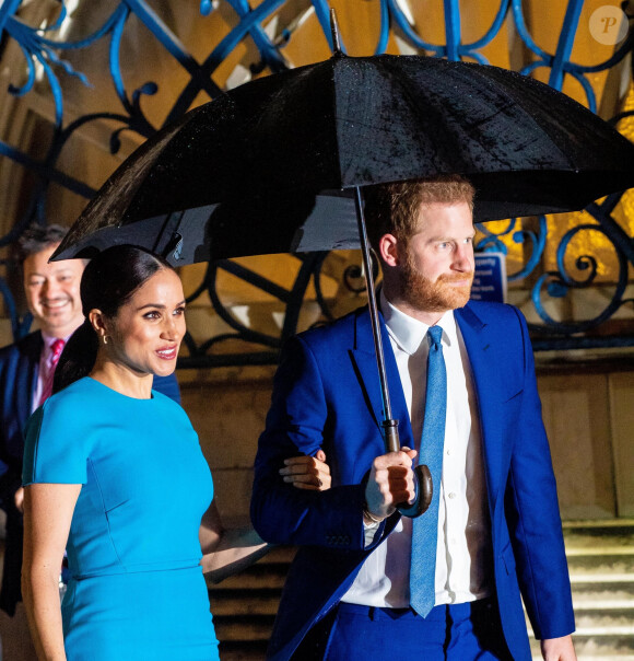 Le prince Harry, duc de Sussex, et Meghan Markle, duchesse de Sussex arrivent à la cérémonie des Endeavour Fund Awards au Mansion House à Londres, Royaume Uni, le 5 mars 2020.