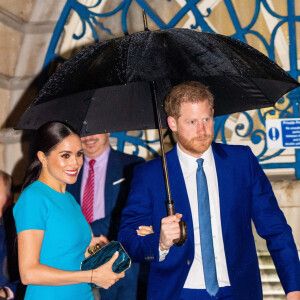 Le prince Harry, duc de Sussex, et Meghan Markle, duchesse de Sussex arrivent à la cérémonie des Endeavour Fund Awards au Mansion House à Londres, Royaume Uni, le 5 mars 2020.